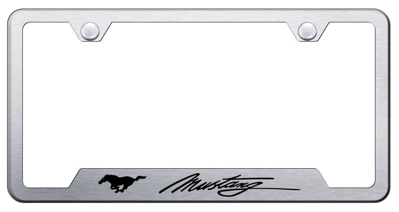 Mustang Script Laser Etched Cut-Out Frame - Brushed