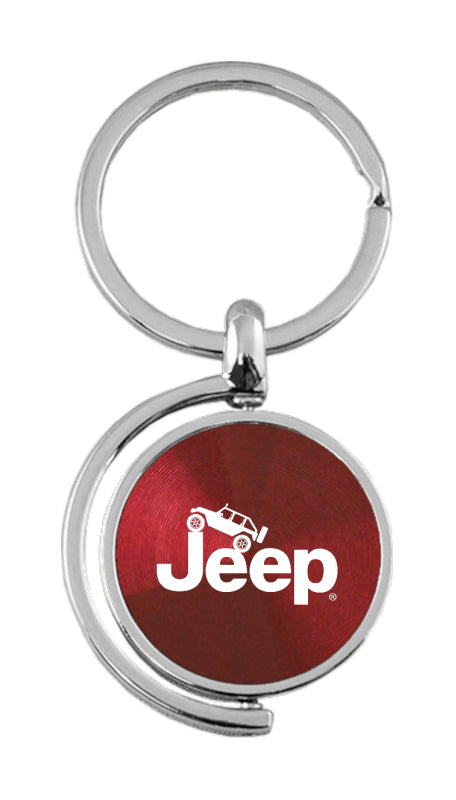 Jeep Climbing Spinner Key Fob - Burgundy