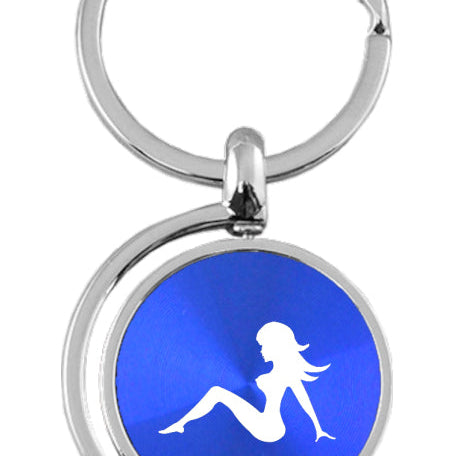 Novelty Sitting Lady Spinner Key Fob - Blue