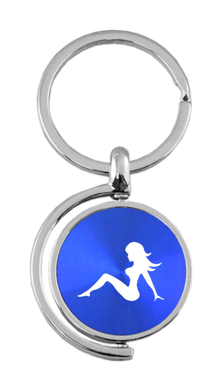 Novelty Sitting Lady Spinner Key Fob - Blue