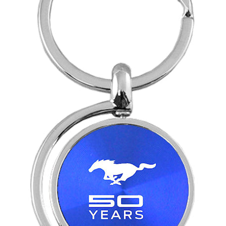 Mustang 50 Years Spinner Key Fob - Blue