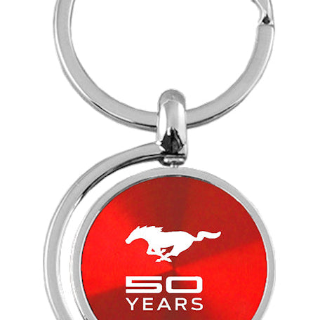 Mustang 50 Years Spinner Key Fob - Red