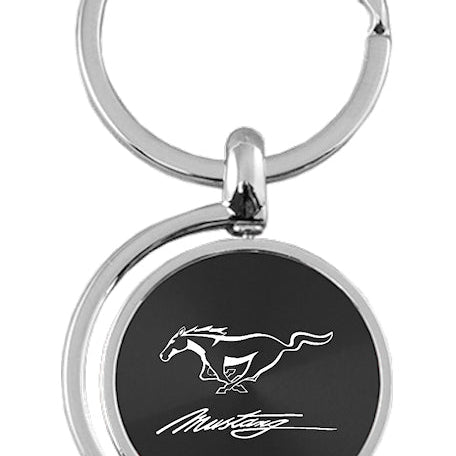 Mustang Script Spinner Key Fob - Black