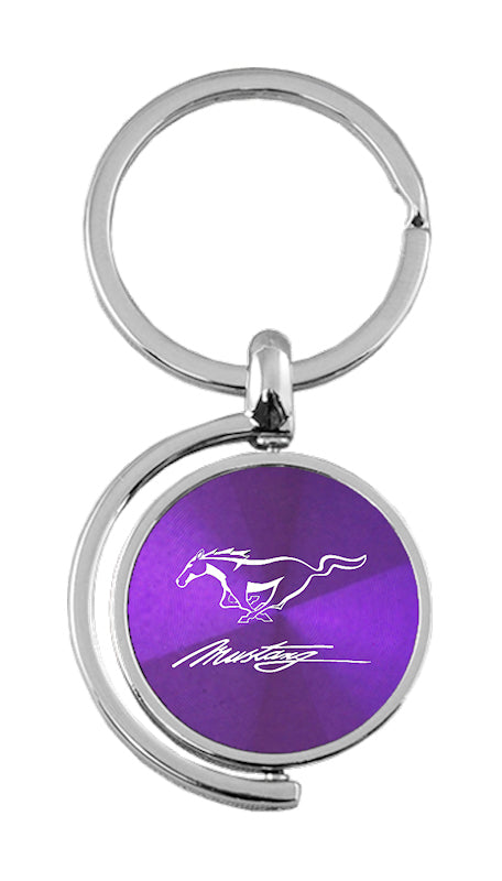 Mustang Script Spinner Key Fob - Purple