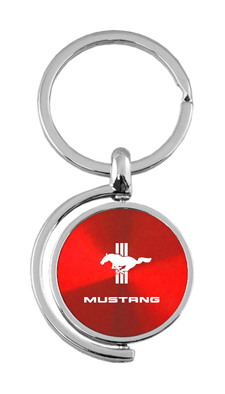 Mustang Tri-Bar Spinner Key Fob - Red