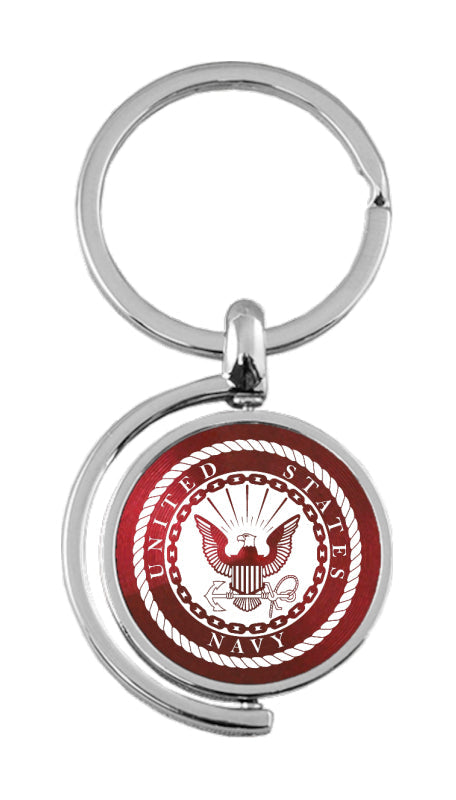Military U.S. Navy Spinner Key Fob - Burgundy