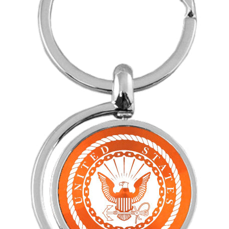 Military U.S. Navy Spinner Key Fob - Orange