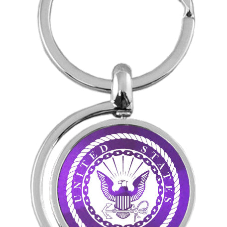 Military U.S. Navy Spinner Key Fob - Purple