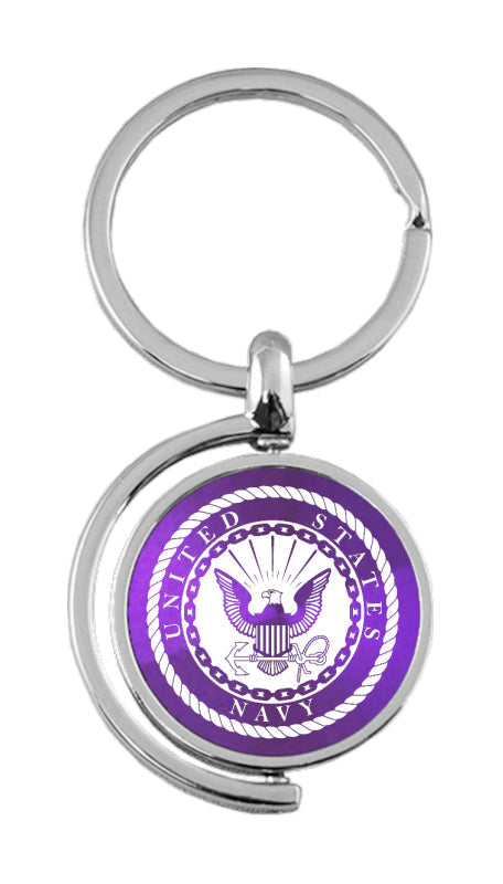 Military U.S. Navy Spinner Key Fob - Purple