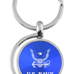 Military U.S. Navy Insignia Spinner Key Fob - Blue