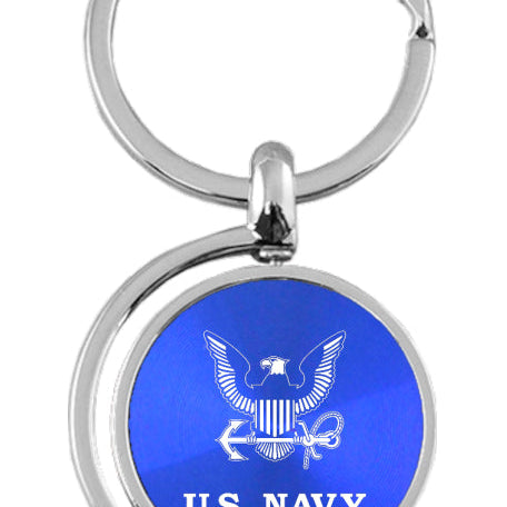 Military U.S. Navy Insignia Spinner Key Fob - Blue