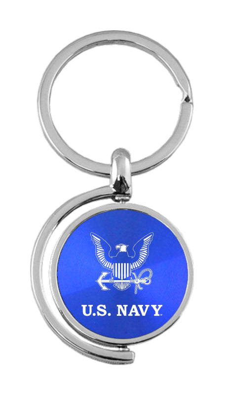 Military U.S. Navy Insignia Spinner Key Fob - Blue