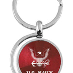 Military U.S. Navy Insignia Spinner Key Fob - Burgundy