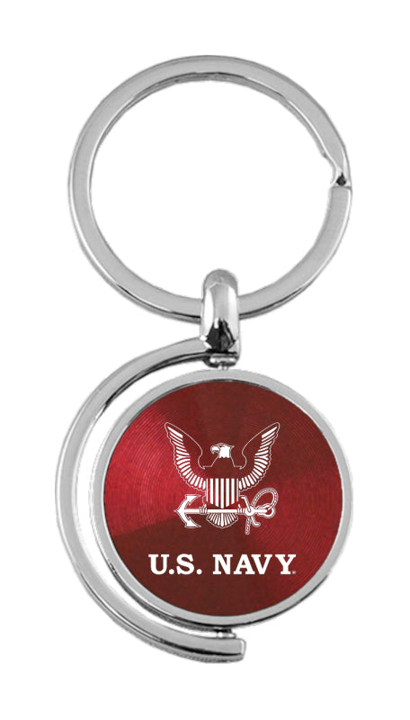 Military U.S. Navy Insignia Spinner Key Fob - Burgundy