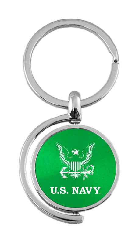 Military U.S. Navy Insignia Spinner Key Fob - Green
