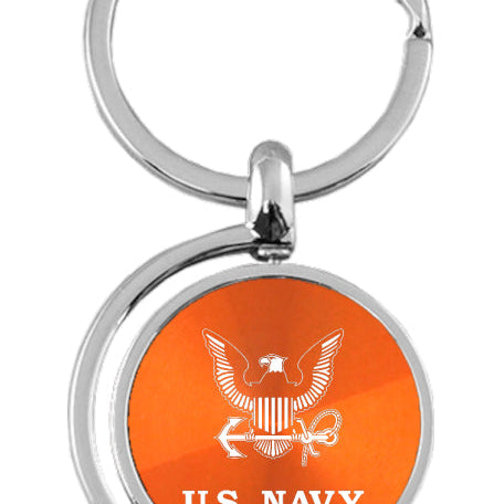 Military U.S. Navy Insignia Spinner Key Fob - Orange