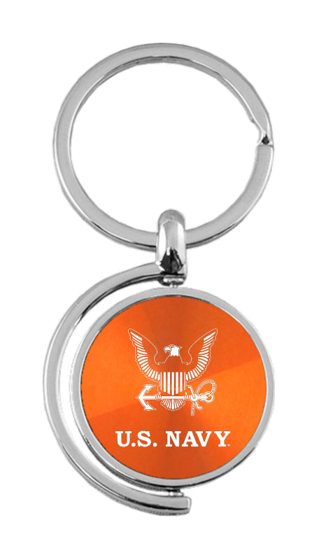 Military U.S. Navy Insignia Spinner Key Fob - Orange