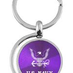 Military U.S. Navy Insignia Spinner Key Fob - Purple
