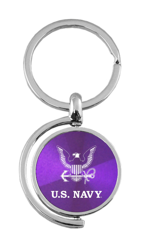 Military U.S. Navy Insignia Spinner Key Fob - Purple