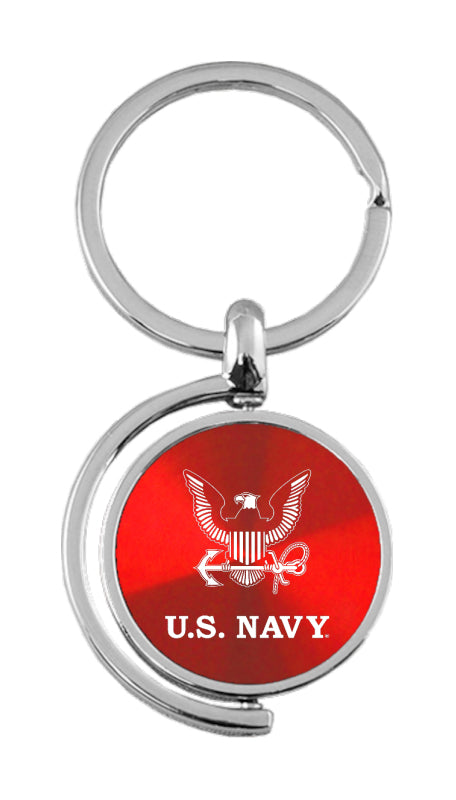 Military U.S. Navy Insignia Spinner Key Fob - Red