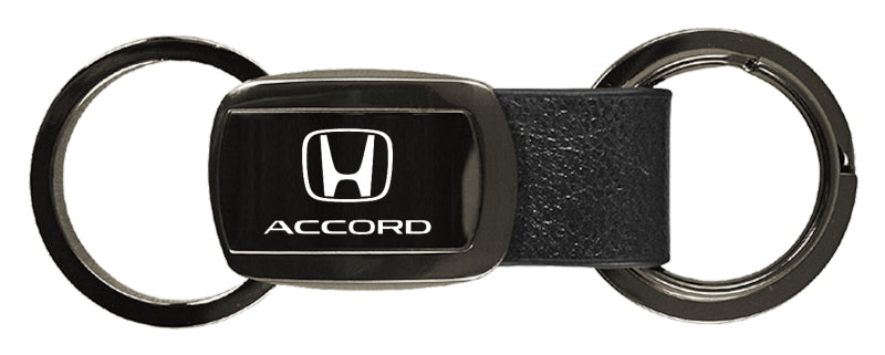 Honda Accord Leather Tri-Ring Key Fob - Gun Metal