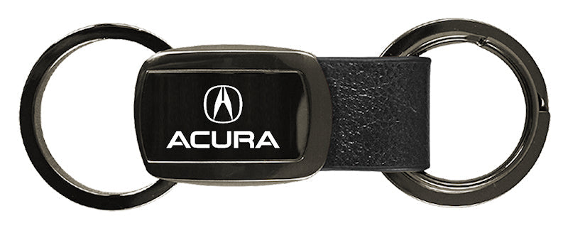 Acura Leather Tri-Ring Key Fob - Gun Metal