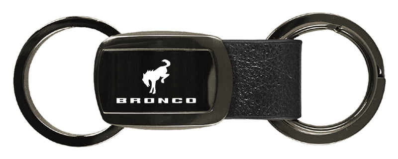 Ford Bronco 2020 Leather Tri-Ring Key Fob - Gun Metal