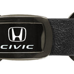 Honda Civic Leather Tri-Ring Key Fob - Gun Metal