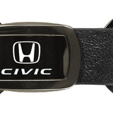 Honda Civic Leather Tri-Ring Key Fob - Gun Metal