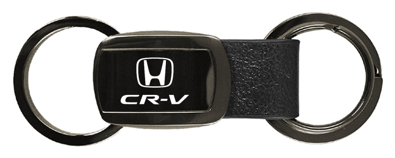 Honda CR-V Leather Tri-Ring Key Fob - Gun Metal