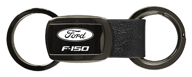 Ford F-150 Leather Tri-Ring Key Fob - Gun Metal