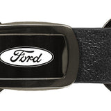 Ford Leather Tri-Ring Key Fob - Gun Metal