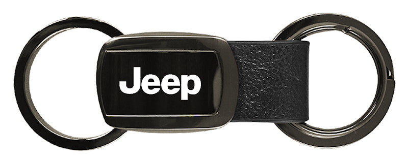 Jeep Leather Tri-Ring Key Fob - Gun Metal