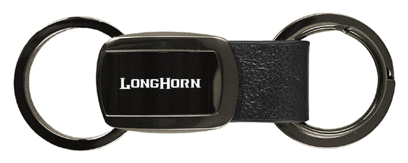 Ram Longhorn Leather Tri-Ring Key Fob - Gun Metal