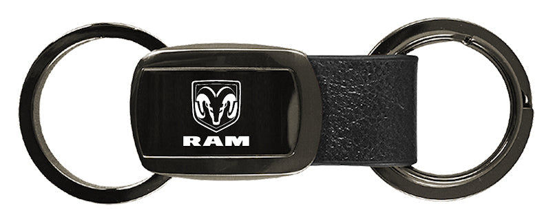 Ram Leather Tri-Ring Key Fob - Gun Metal