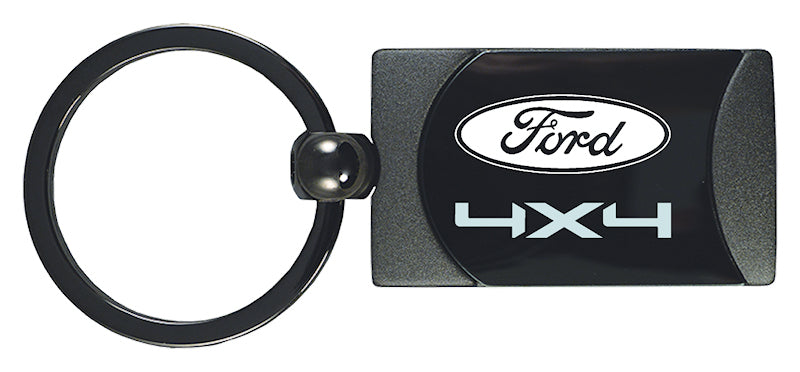 Ford Ford/4X4 Two-Tone Rectangular Key Fob - Gun Metal