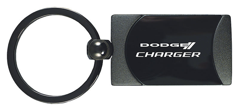 Dodge Charger Two-Tone Rectangular Key Fob - Gun Metal