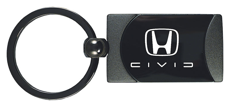 Honda Civic (Reverse C) Two-Tone Rectangular Key Fob - Gun Metal