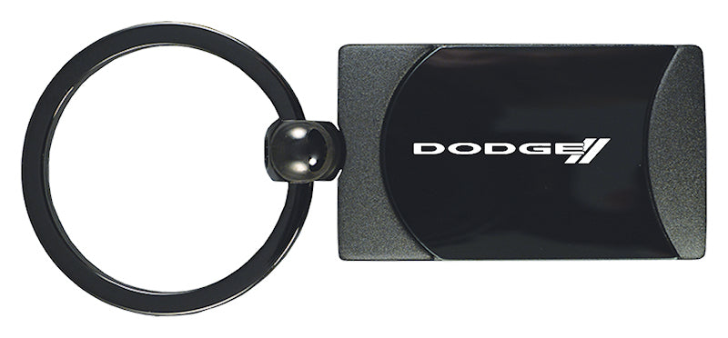 Dodge Stripe Two-Tone Rectangular Key Fob - Gun Metal