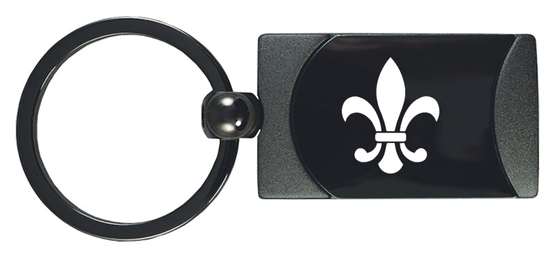 Novelty Fleur-De-Lis Two-Tone Rectangular Key Fob - Gun Metal