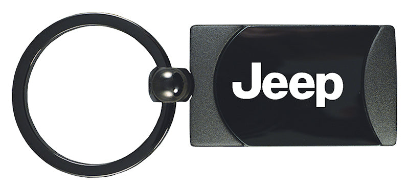 Jeep Two-Tone Rectangular Key Fob - Gun Metal