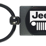 Jeep Grill Two-Tone Rectangular Key Fob - Gun Metal