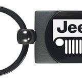 Jeep Grill Two-Tone Rectangular Key Fob - Gun Metal