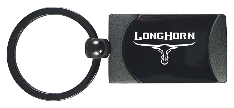 Ram Longhorn Skull Two-Tone Rectangular Key Fob - Gun Metal