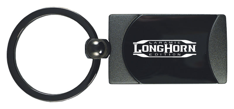 Ram Longhorn Laramie Two-Tone Rectangular Key Fob - Gun Metal