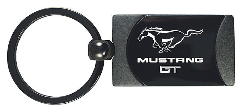 Mustang GT Two-Tone Rectangular Key Fob - Gun Metal