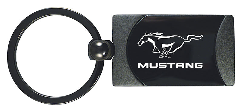 Mustang Two-Tone Rectangular Key Fob - Gun Metal