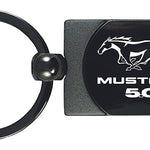 Mustang 5.0 Two-Tone Rectangular Key Fob - Gun Metal