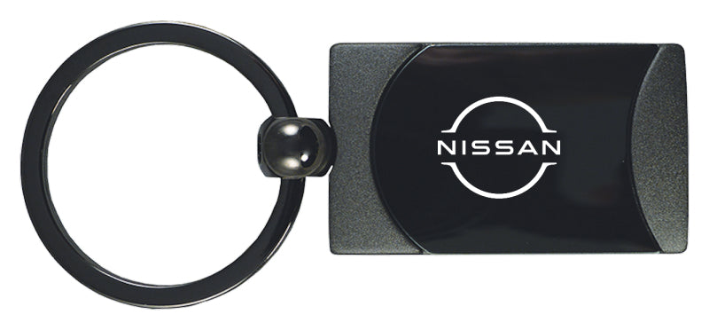 Nissan Logo Two-Tone Rectangular Key Fob - Gun Metal