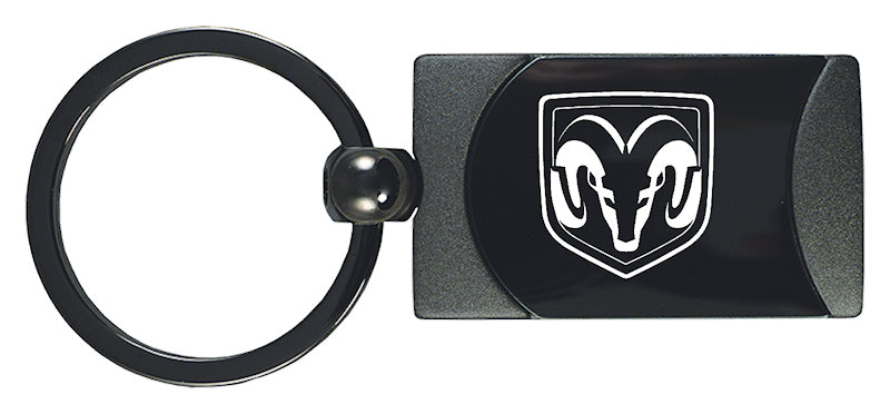 Ram Head Two-Tone Rectangular Key Fob - Gun Metal